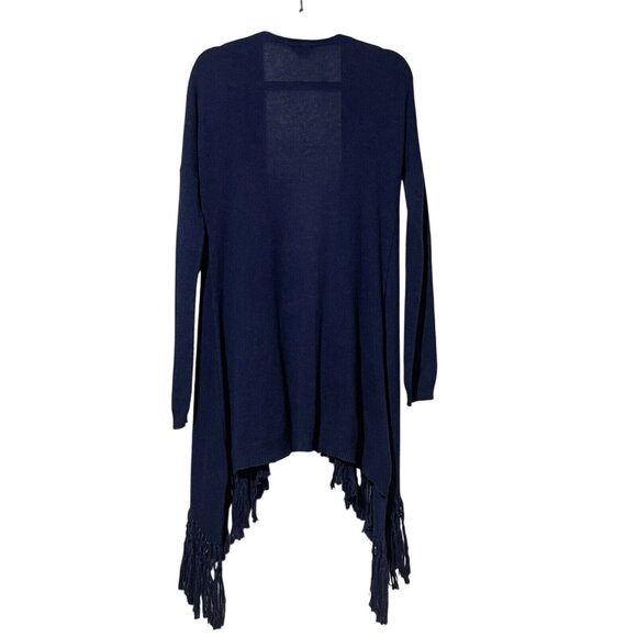Theory Size S Navy Blue Fringed Open Cashmere Blend Cardigan - Picture 4 of 8